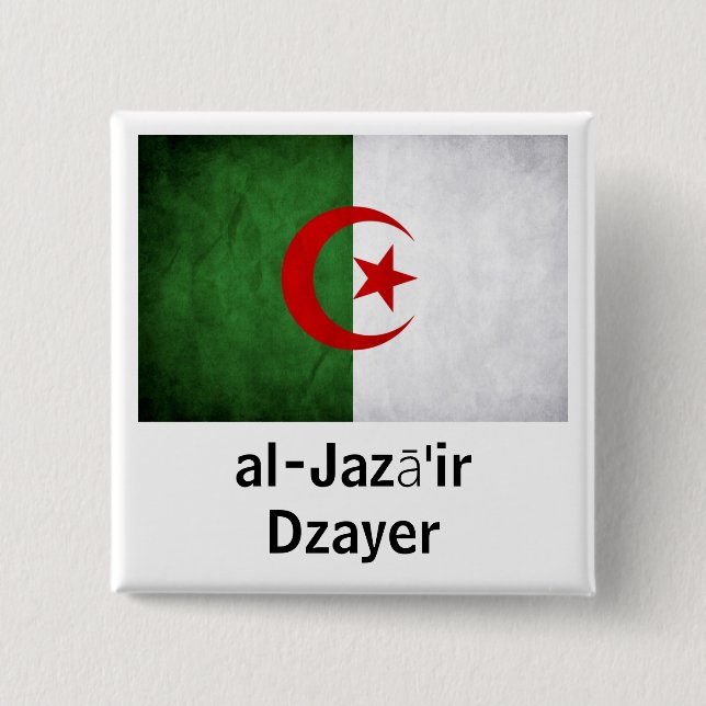 Algeriet Grunge Flagga Knapp (Framsida)