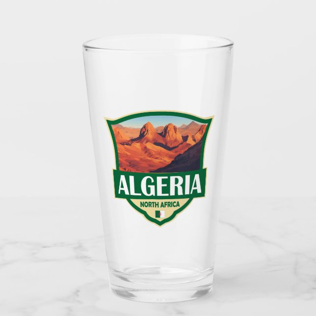 Algeriet Illustration Retro Badge Glaskopp (Framsida)