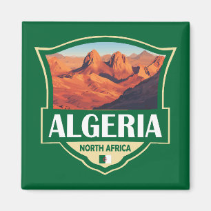 Algeriet Illustration Retro Badge Magnet