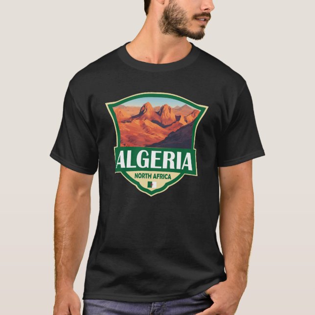 Algeriet Illustration Retro Badge T Shirt (Framsida)