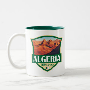Algeriet Illustration Retro Badge Två-Tonad Mugg