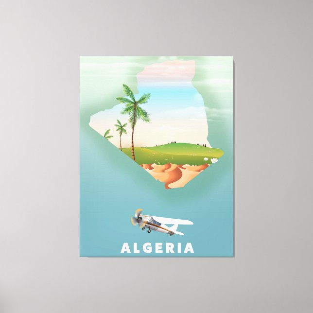 Algeriet Illustrerad reseposters tryck. Canvastryck (Framsida)