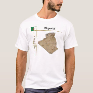 Algeriet Karta + Flagga + avdelning T-Shirt