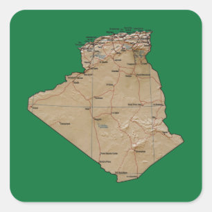 Algeriet Karta Sticker Fyrkantigt Klistermärke