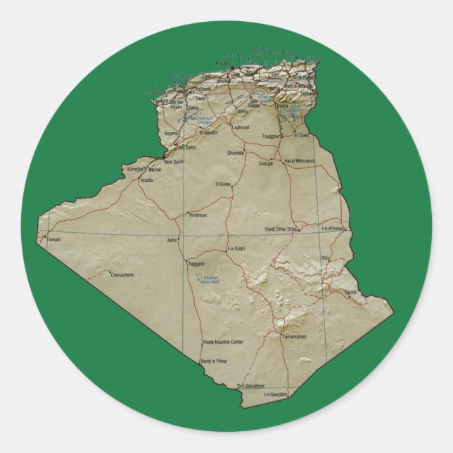 Algeriet kartdekal runt klistermärke (Framsida)