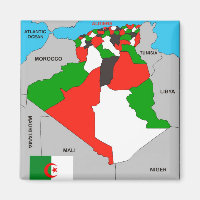 Algeriet land, politiska karta flagga