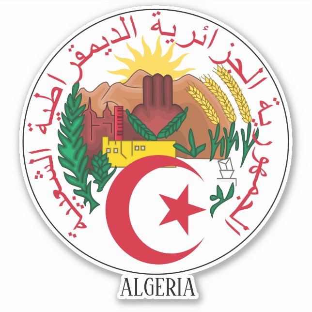 Algeriet National Emblem Patriotic Klistermärken (Framsida)