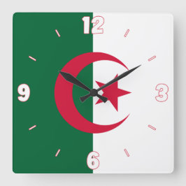 Algeriet National Flagga Patriotic Fyrkantig Klocka