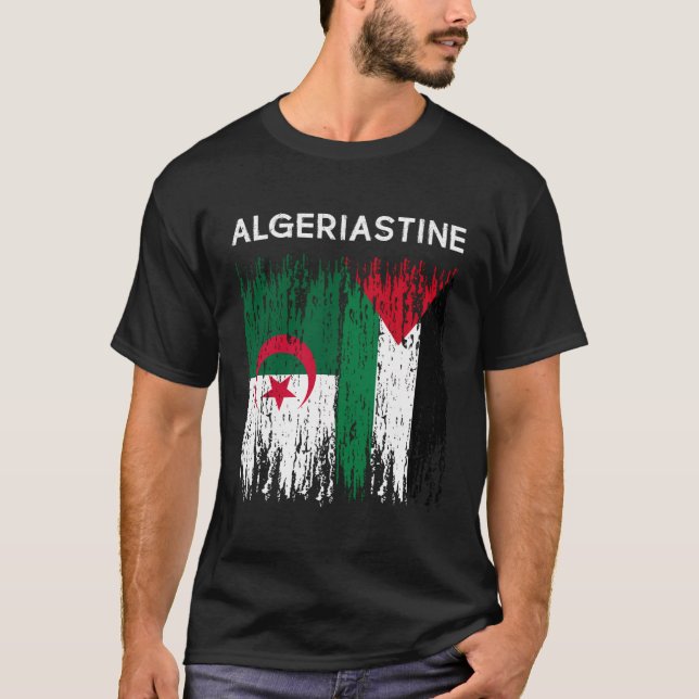 Algeriet och Palestinska Flagga Algeriet och Pales T Shirt (Framsida)
