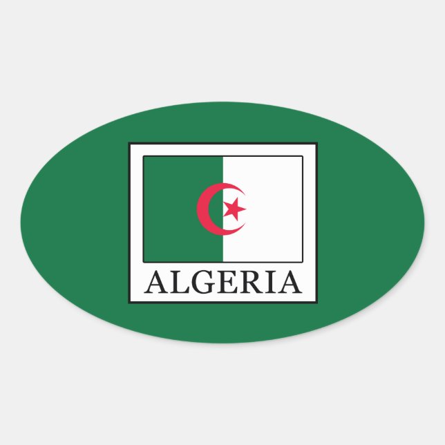 Algeriet Ovalt Klistermärke (Framsida)