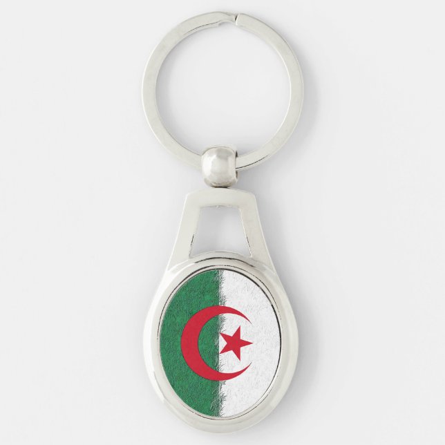 Algeriet Ovalt Silverfärgad Nyckelring (Framsidan)