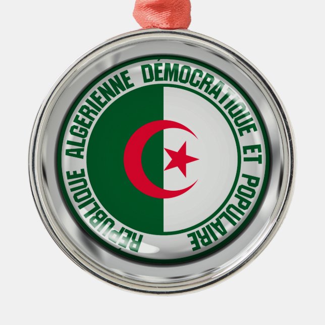 Algeriet Round Emblem Julgransprydnad Metall (Framsidan)