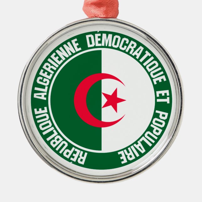 Algeriet Round Emblem Julgransprydnad Metall (Framsidan)