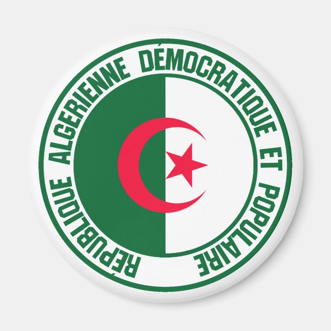 Algeriet Round Emblem Magnet (Framsidan)