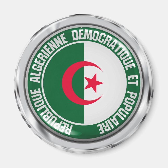 Algeriet Round Emblem Magnet (Framsidan)