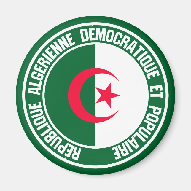 Algeriet Round Emblem Magnet (Framsidan)