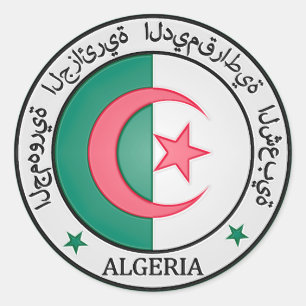 Algeriet Round Emblem Runt Klistermärke