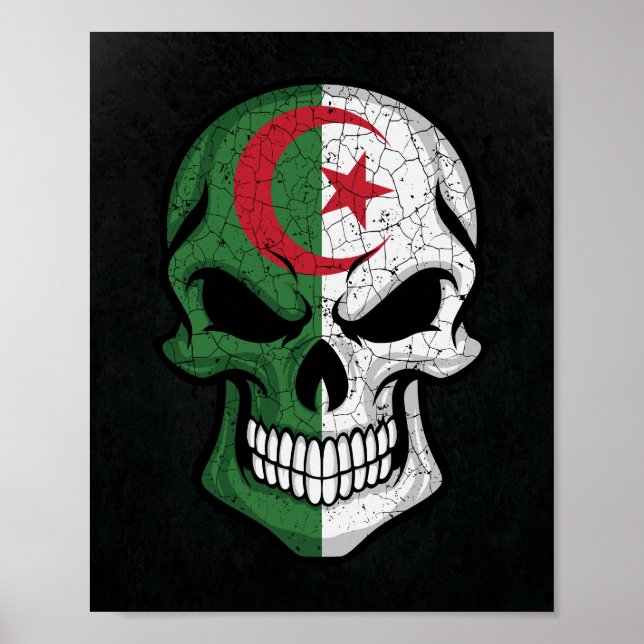 Algeriet Smiling Skull Flagga Poster (Framsidan)