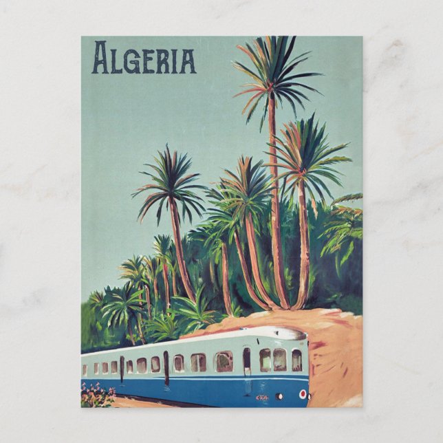 Algeriet, Tåg passerar palmerna Vykort (Framsida)
