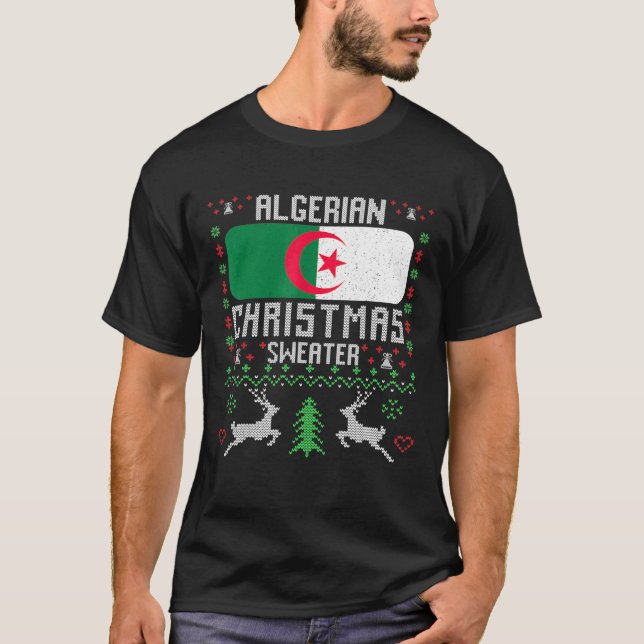 Algeriets Flagga algeriska julsötare T Shirt (Framsida)