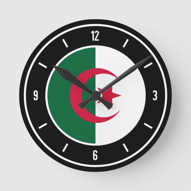 Algeriets Flagga Elegant Rund Klocka (Framsida)