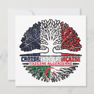 Algeriets Fransk Frankrike Träd Roots Flagga Kort