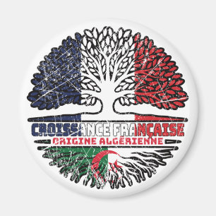 Algeriets Fransk Frankrike Träd Roots Flagga Magnet