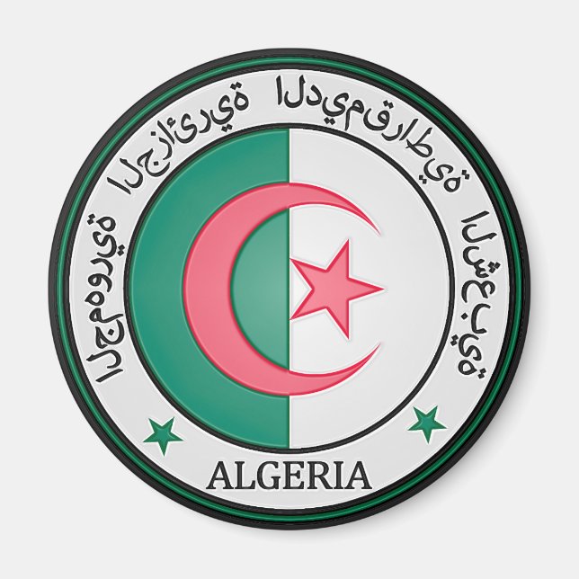 Algeriets runda emblem magnet (Framsidan)