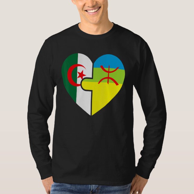 Algerisk Amazigh Roots Matching Flagga stolt över  T Shirt (Framsida)
