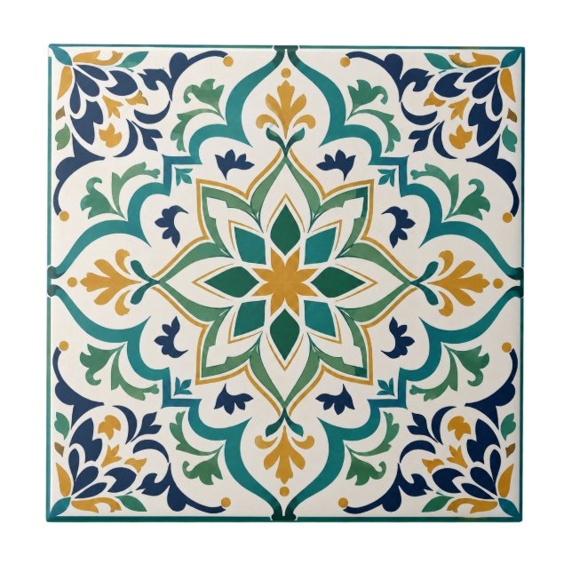 Algerisk Andalusisk Mozaik Lyx Geometrisk Kakelplatta (Framsidan)