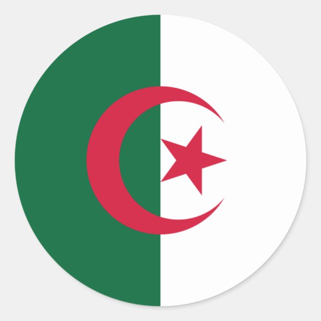 Algeriska Flagga, Algeriets Flagga Runt Klistermärke (Framsida)