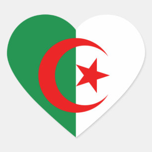 Algeriska flagga hjärtformat klistermärke