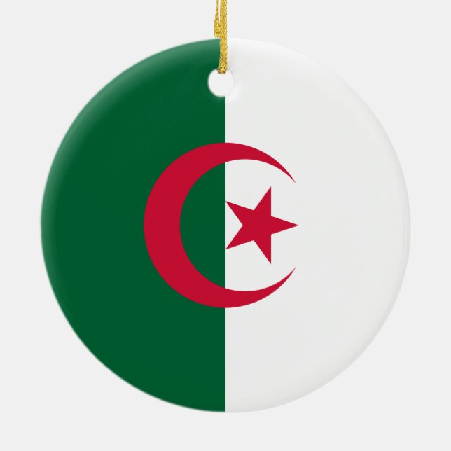 Algeriska Flagga Julgransprydnad Keramik (Baksidan)