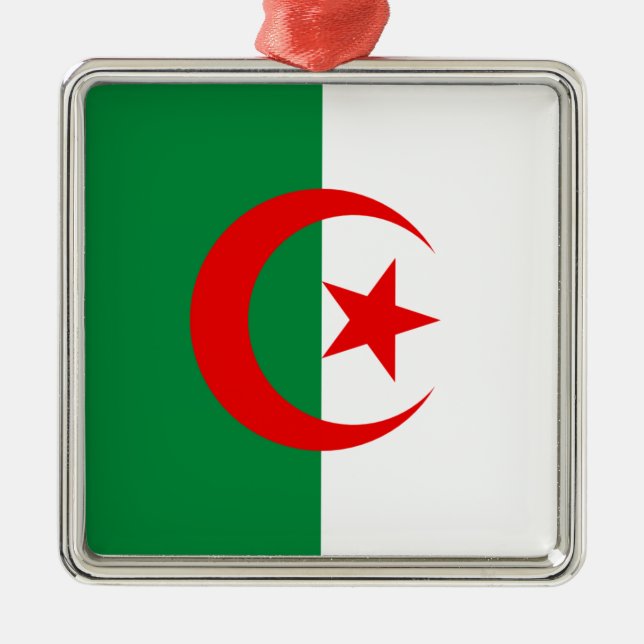 Algeriska flagga julgransprydnad metall (Framsidan)