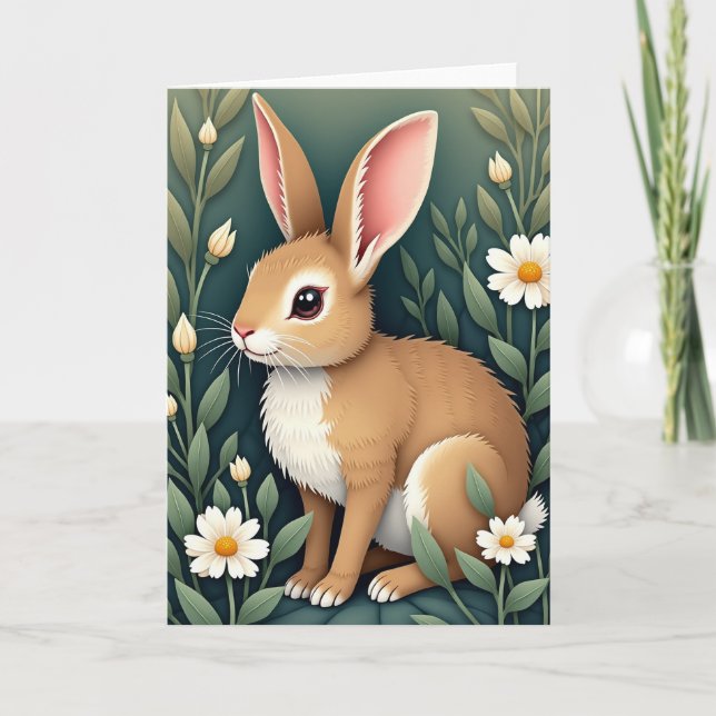 Älgfärgad kompis Blommig scen-kort Kort (Framsida)