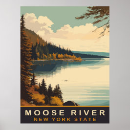 Älgfloden, NY, Vintage Resa Poster
