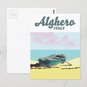 Alghero Italien vintage resemålning affisch Vykort