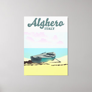 Alghero Italien vintage resor poster Canvastryck