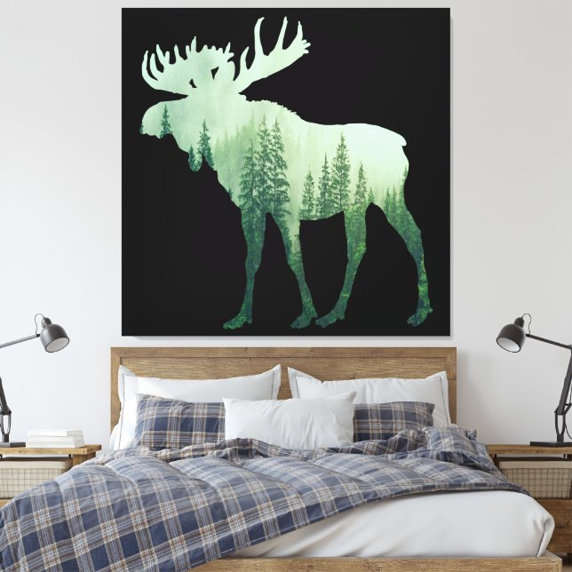 Älghjort Och Skogs Natur Canvastryck (Insitu (sovrum))