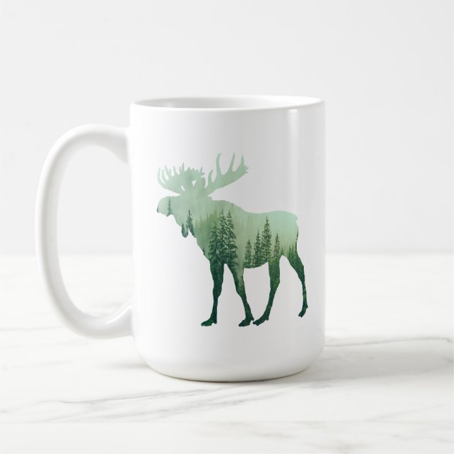 Älghjort Och Skogs Natur Kaffemugg (Vänster)