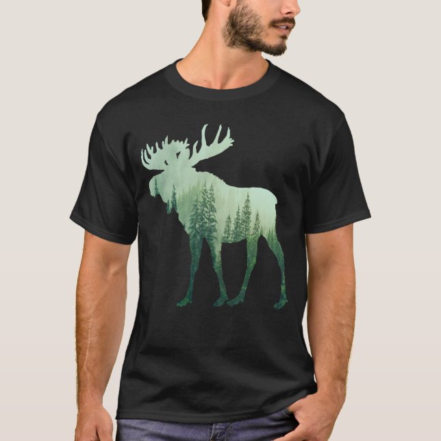Älghjort Och Skogs Natur T Shirt (Framsida)