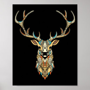 Älghuvud _ Ansikte Konstnärlig Illustration Grafik Poster