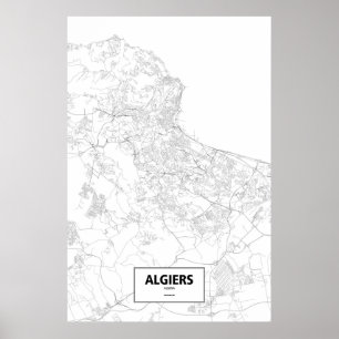 Algiers Algeriet (svarten på vit) Poster