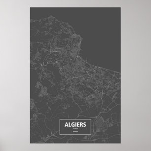 Algiers Algeriet (vit på svart) Poster