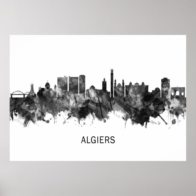 Algiers AlgeriSkyline BW Poster (Framsidan)