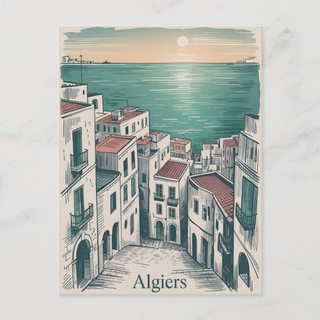 Algiers vintage vykort (Framsida)