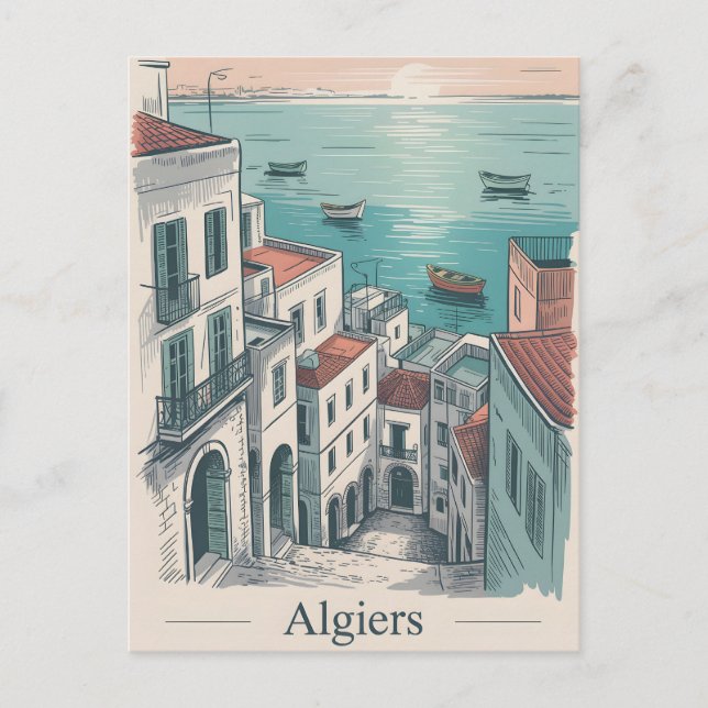 Algiers vintage vykort (Framsida)