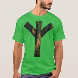Algiz Forest Rune Symbol T Shirt