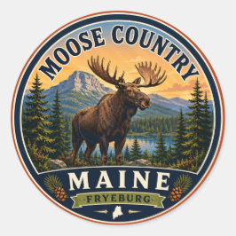 Älgland Fryeburg Maine Rund Klistermärke