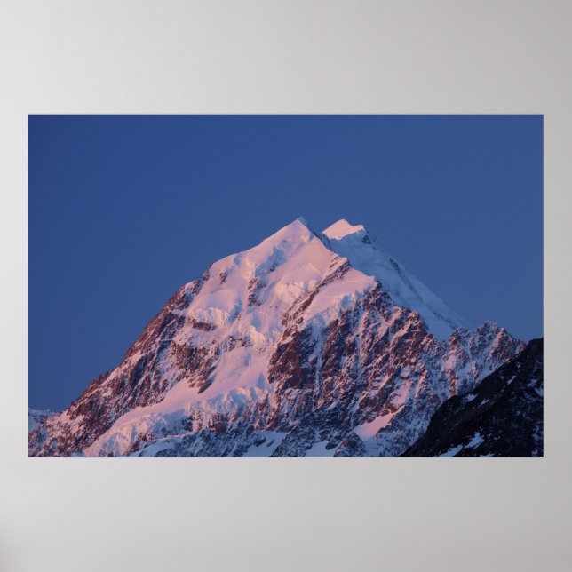 Alglow på Aoraki Mount Cook, Mackenzie 2 Poster (Framsidan)
